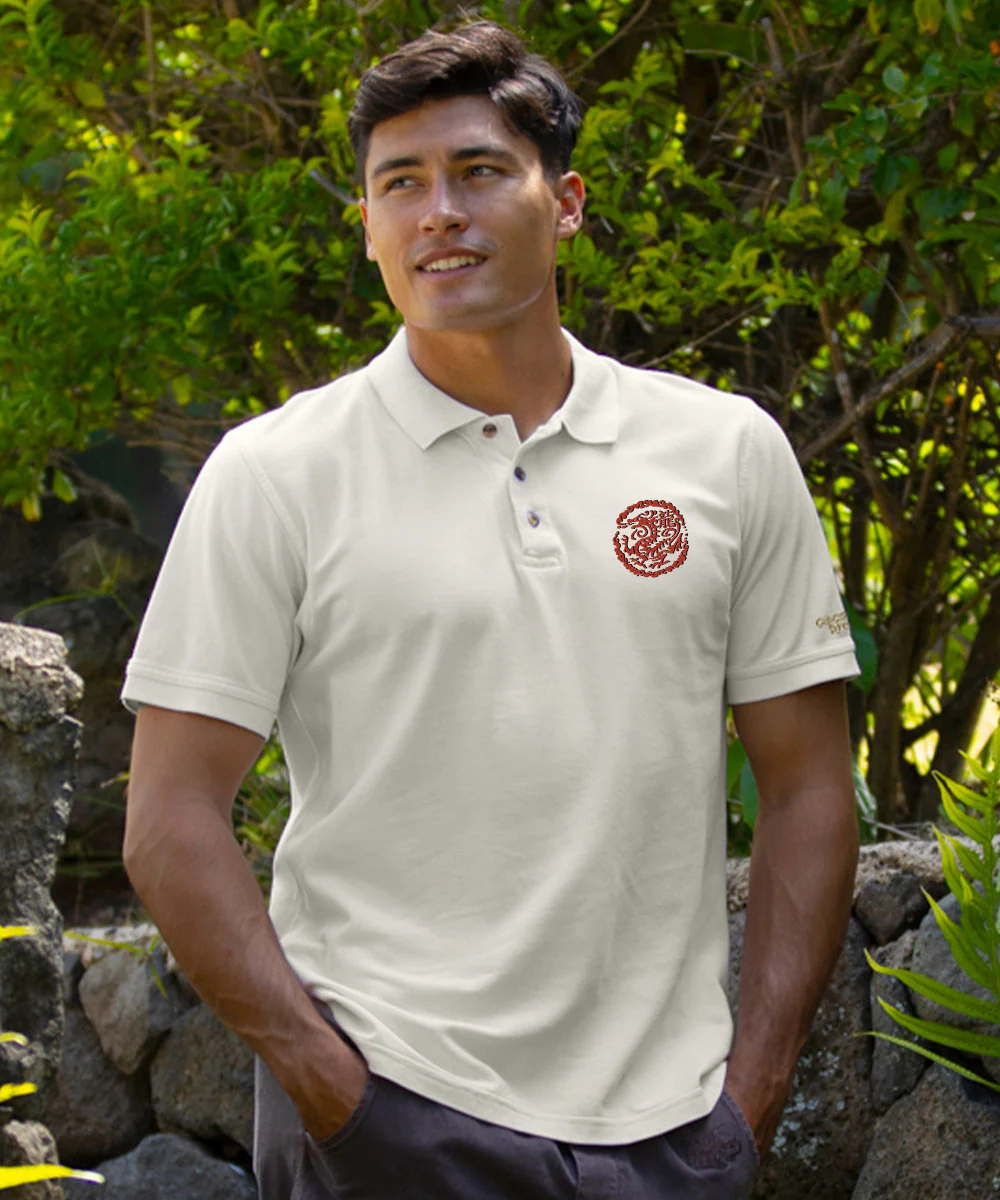 Dragon Badge - Coconut Dyed Short Sleeve Oceanfront Polo Shirt - Image 2