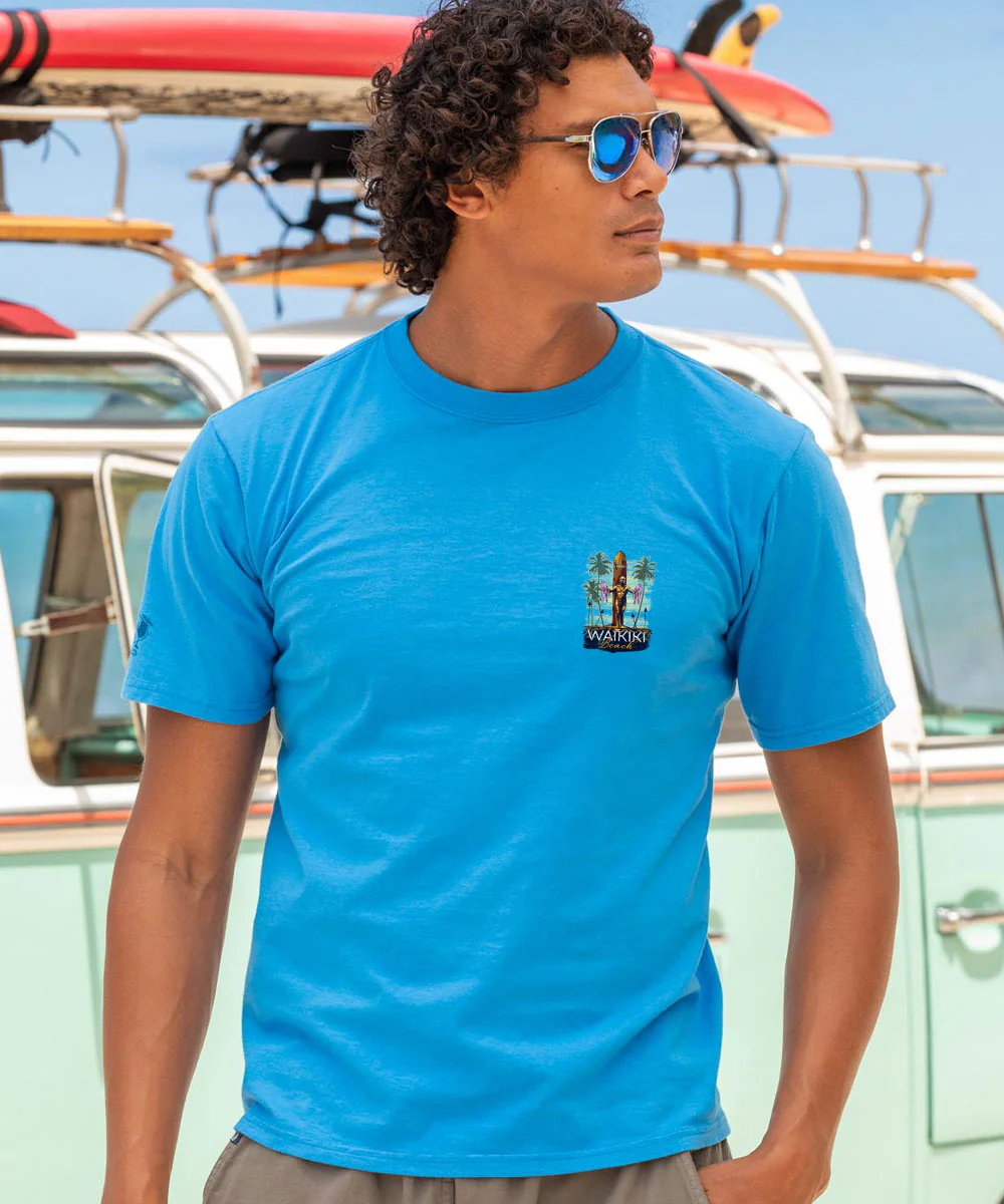 Duke Kahanamoku Statue Blue Hawaii Classic Crewneck T-Shirt - Image 3