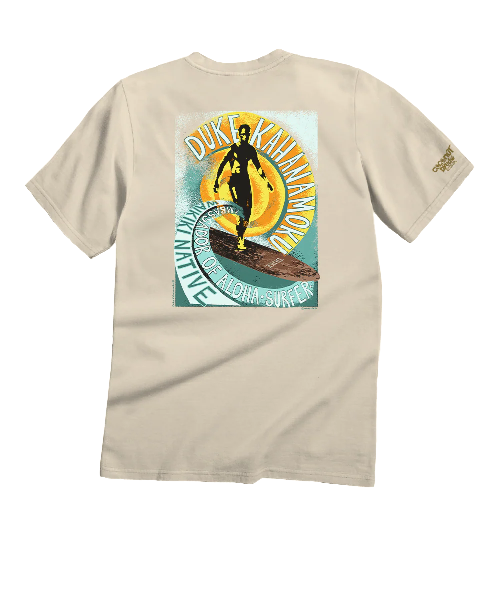 Duke Kahanamoku Sketch - Coconut Dyed Short Sleeve Crewneck T-Shirt