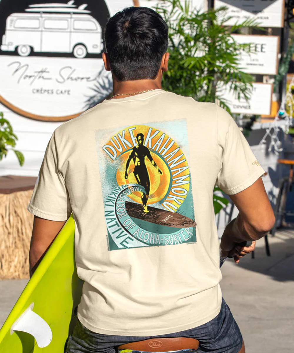Duke Kahanamoku Sketch - Coconut Dyed Short Sleeve Crewneck T-Shirt - Image 2