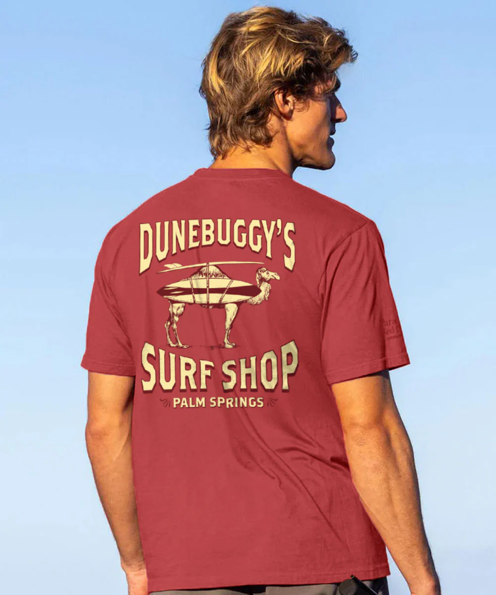 Dune Buggy Surf - Paradise Red Dyed Short Sleeve Crewneck T-Shirt - Image 2