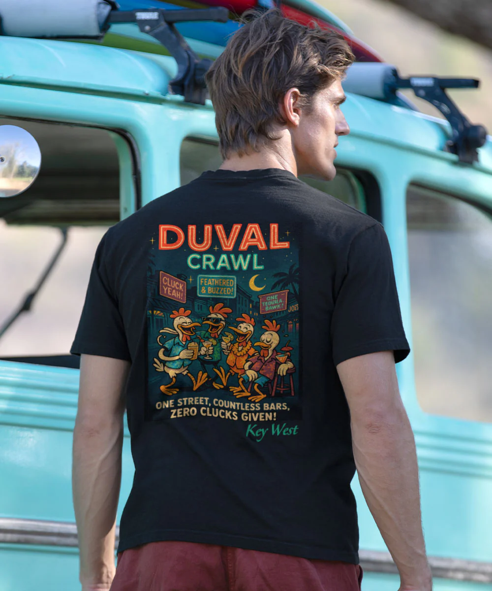 Duval Crawl Chickens - Black Short Sleeve Crewneck T-Shirt - Image 2
