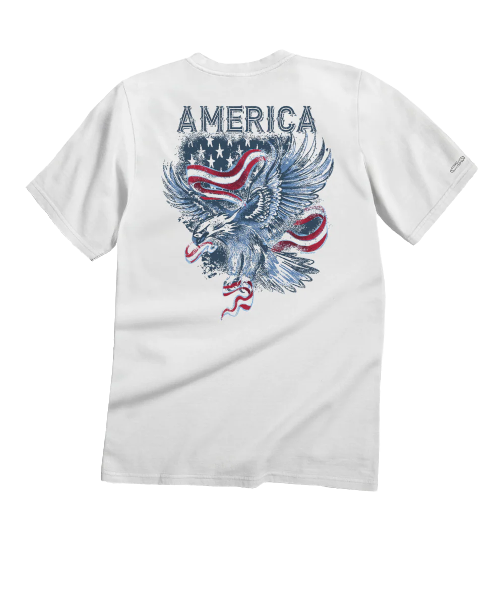 Eagle In Flight - White Short Sleeve Crewneck T-Shirt