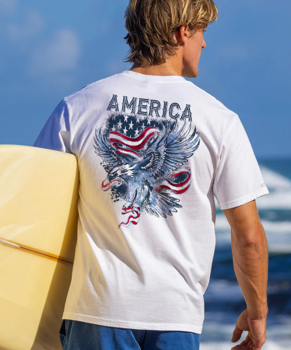 Eagle In Flight - White Short Sleeve Crewneck T-Shirt - Image 2