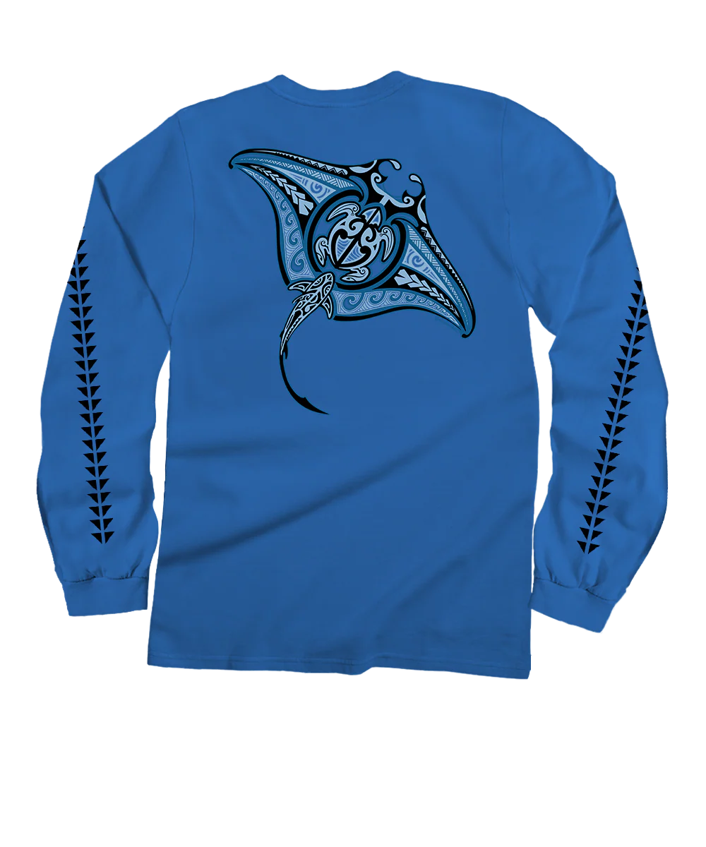 Ehukai Manta - Blue Hawaii Dyed Long Sleeve Crewneck T-Shirt