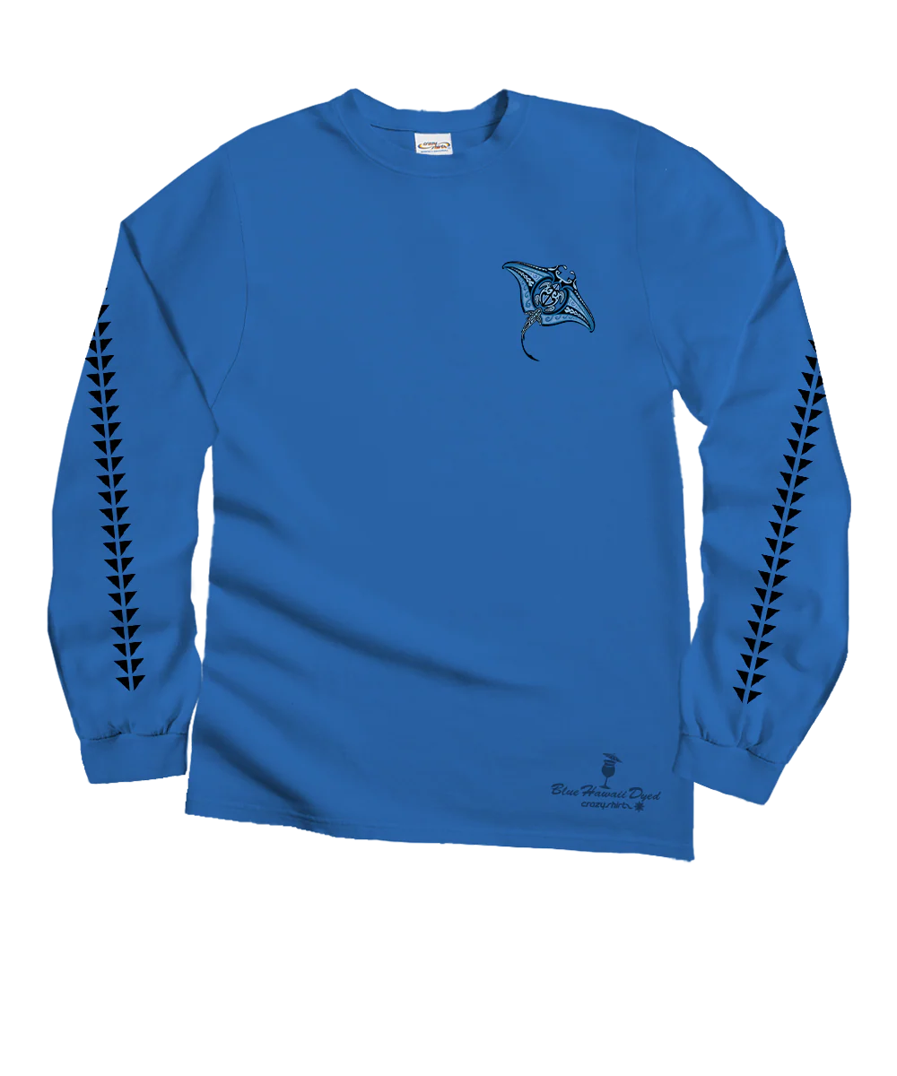 Ehukai Manta - Blue Hawaii Dyed Long Sleeve Crewneck T-Shirt - Image 4