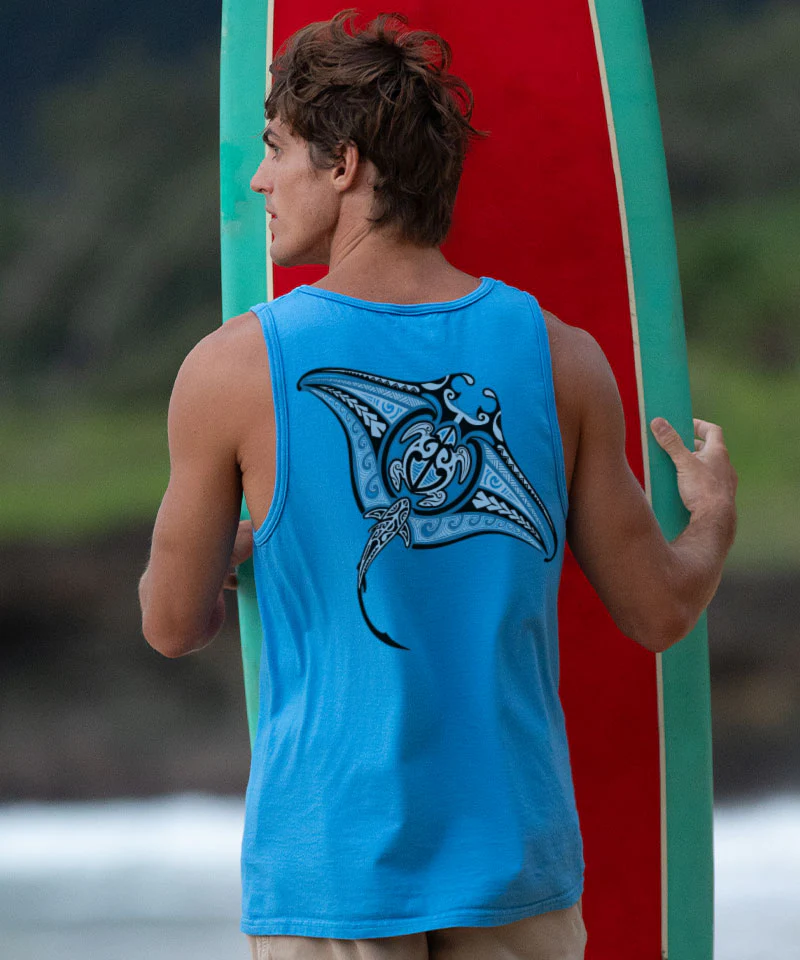 Ehukai Manta - Blue Hawaii Dyed Sleeveless Tank Top - Image 2