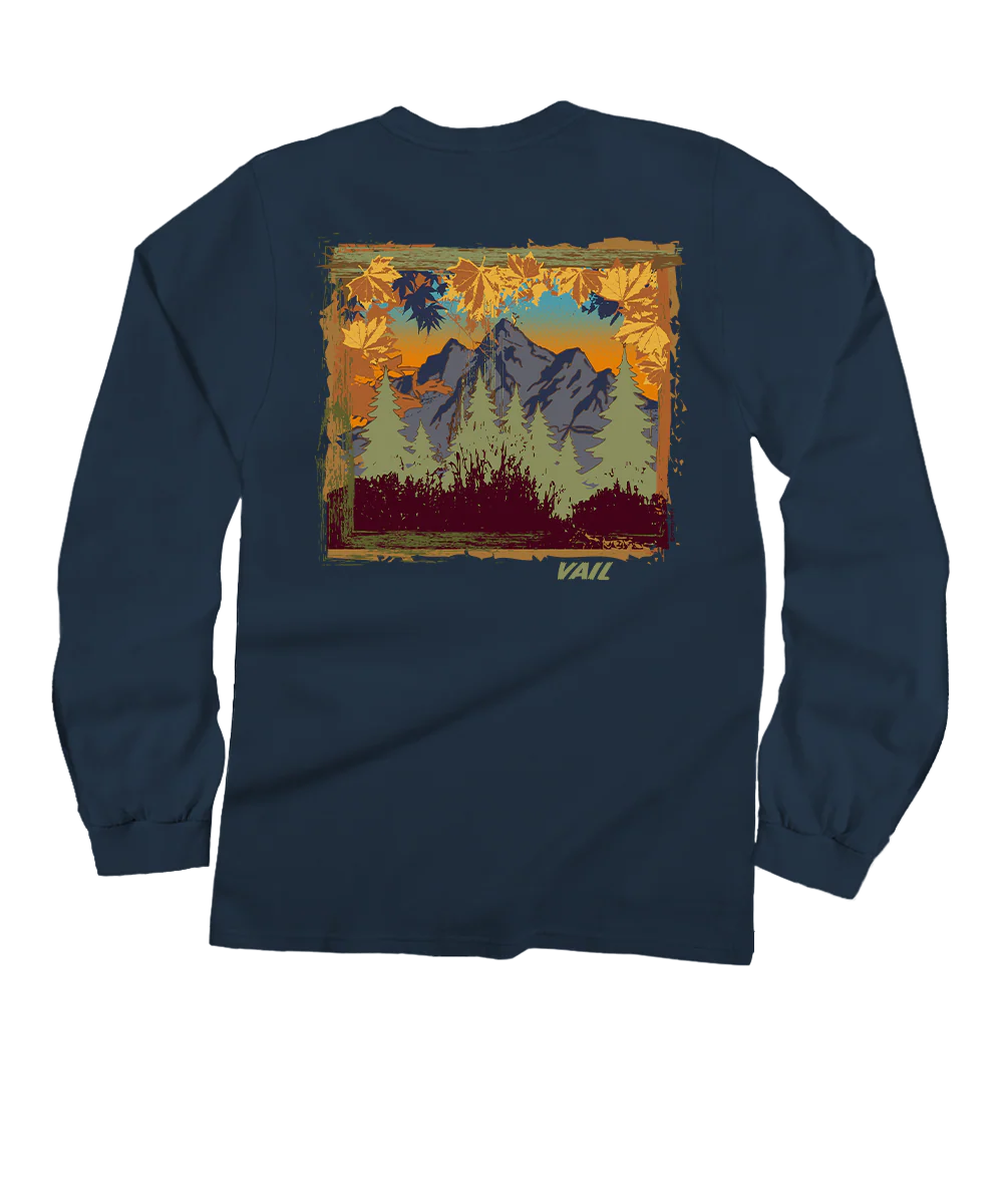 Fall Mountain - Navy Long Sleeve Crewneck T-Shirt