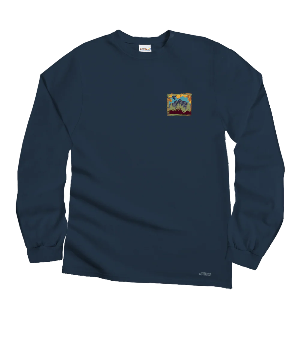 Fall Mountain - Navy Long Sleeve Crewneck T-Shirt - Image 4