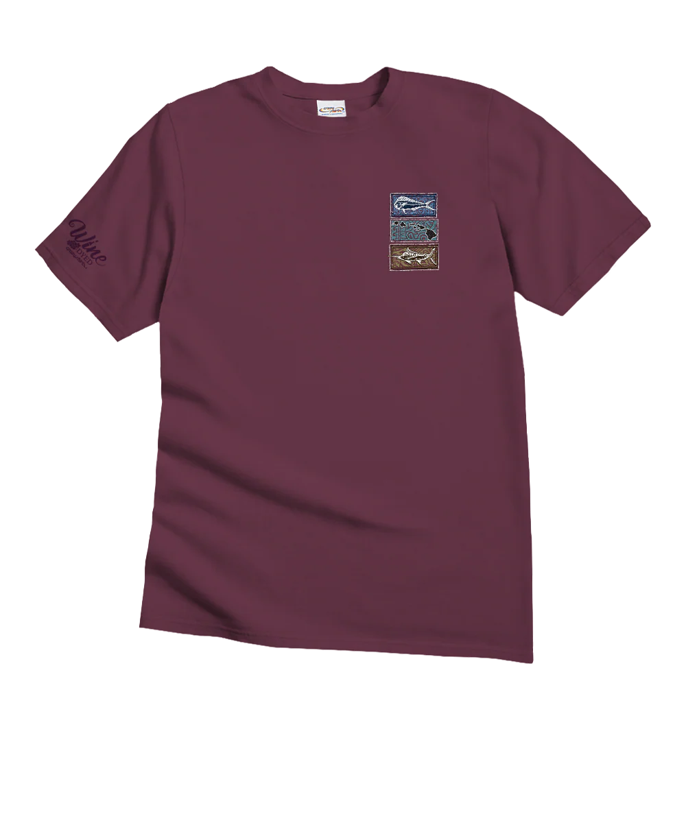Fish Blocks - Wine Dyed Short Sleeve Crewneck T-Shirt - Image 4