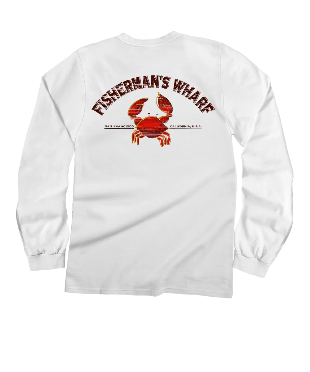 Fisherman's Crab - White Long Sleeve Crewneck T-Shirt