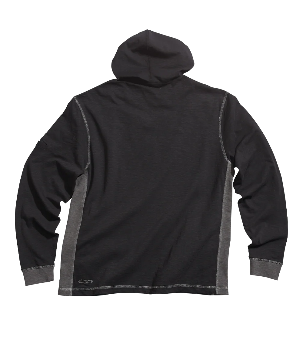 Flow Of Mana - Black/Charcoal Long Sleeve Longboard Hooded Tee - Image 4