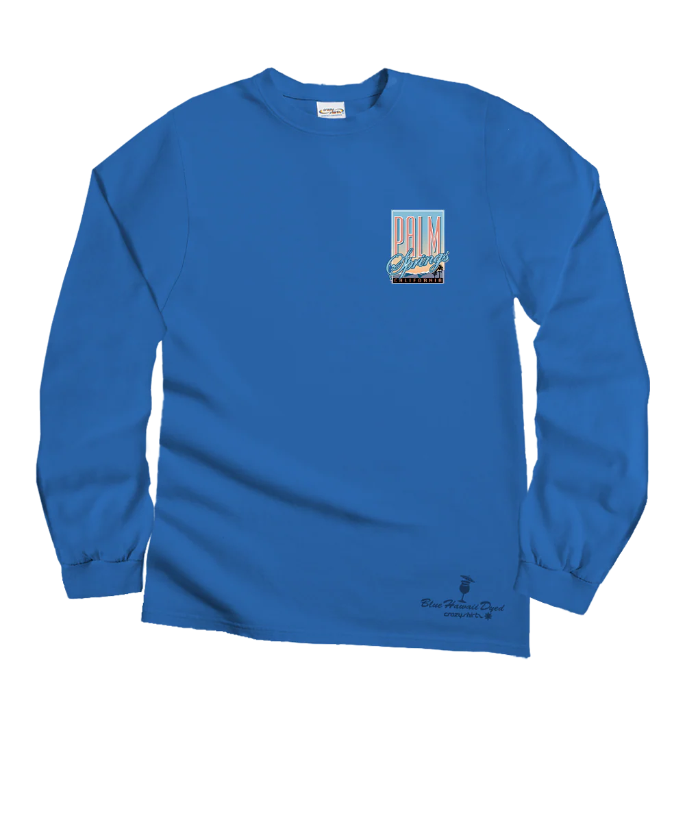 Fly Palm Springs - Blue Hawaii Dyed Long Sleeve Crewneck T-Shirt - Image 4