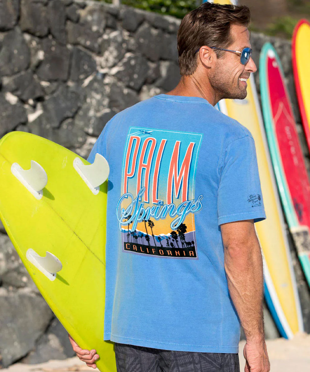 Fly Palm Springs - Blue Hawaii Dyed Short Sleeve Crewneck T-Shirt - Image 2