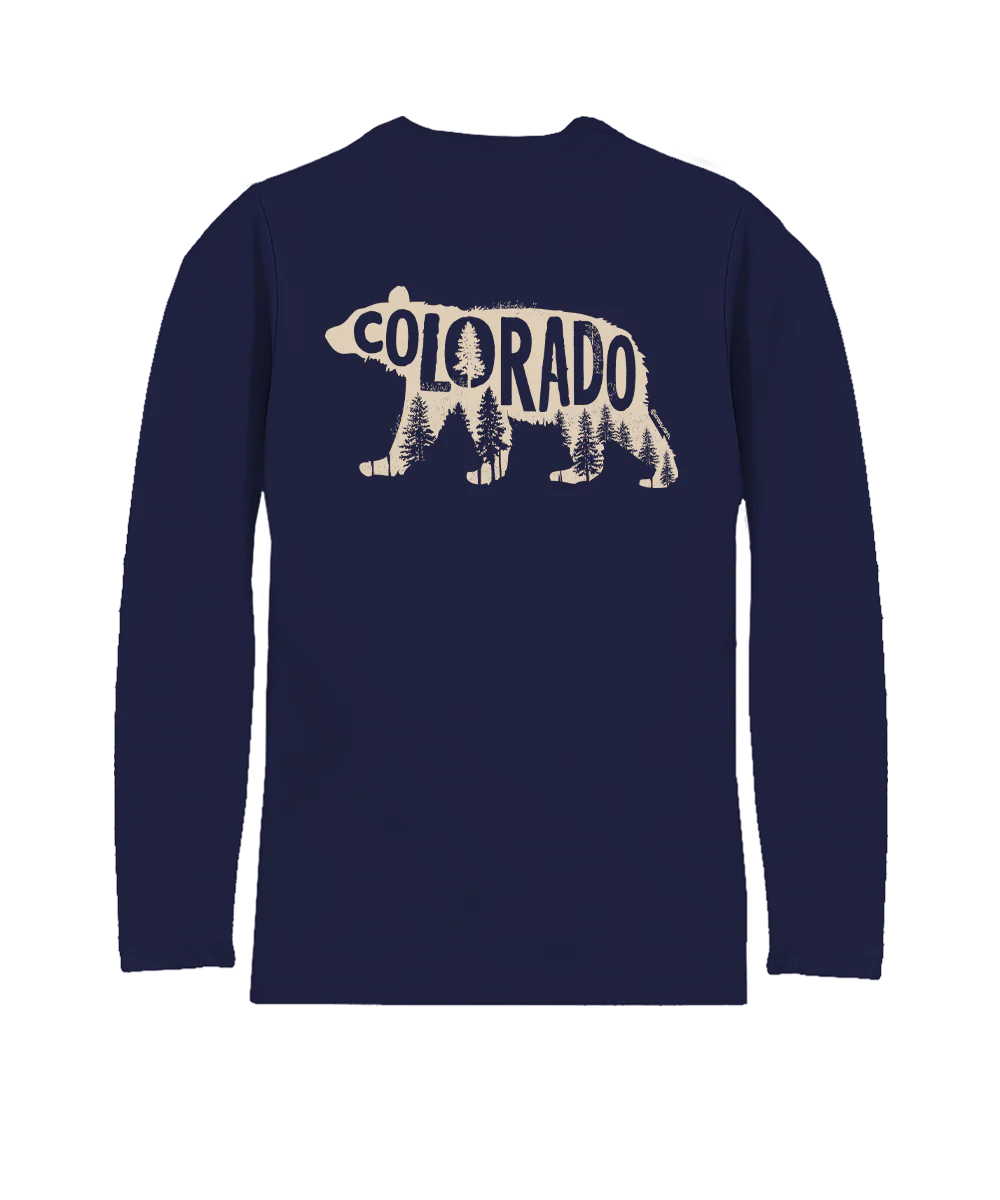 Forest Bear - Indigo Long Sleeve Pima T-Shirt