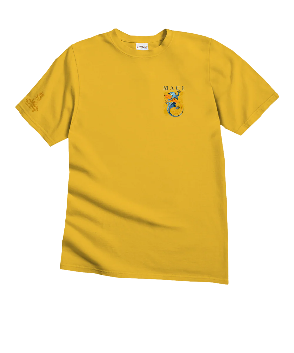 Gecko Watercolor - Pineapple Dyed Short Sleeve Crewneck T-Shirt - Image 4