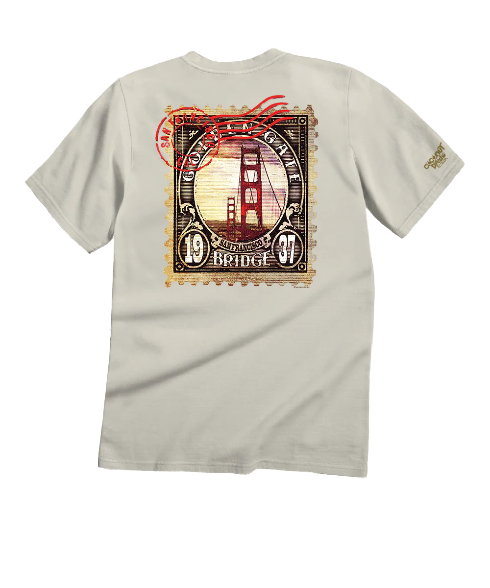 Golden Gate Stamp - Coconut Dyed Short Sleeve Crewneck T-Shirt