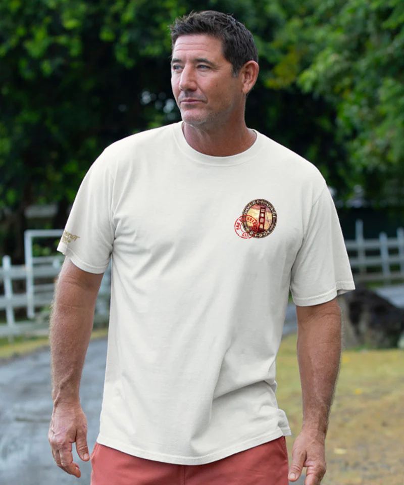 Golden Gate Stamp - Coconut Dyed Short Sleeve Crewneck T-Shirt - Image 3