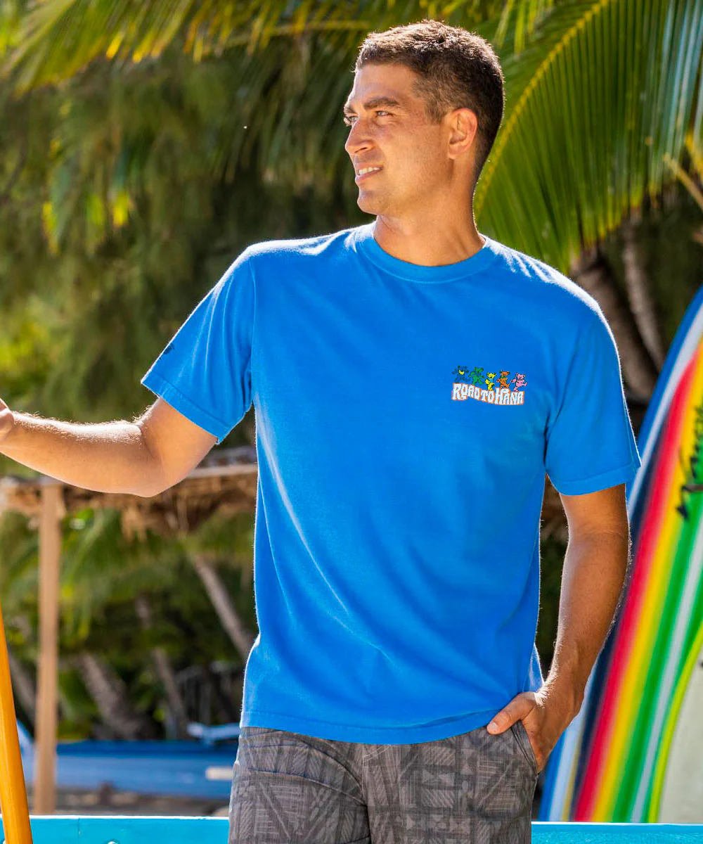 Grateful Dead Bears On The Road - Blue Hawaii Dyed Short Sleeve Crewneck T-Shirt - Image 3