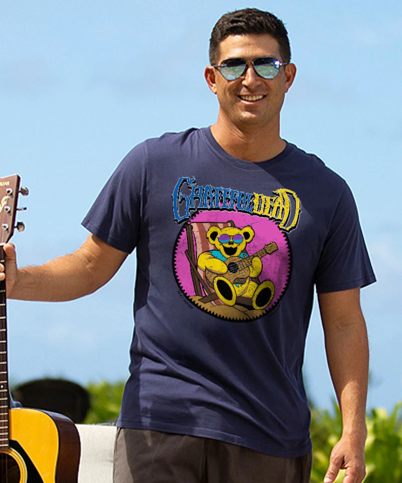 Grateful Dead Chill Ukulele - Indigo Short Sleeve Pima T-Shirt - Image 2