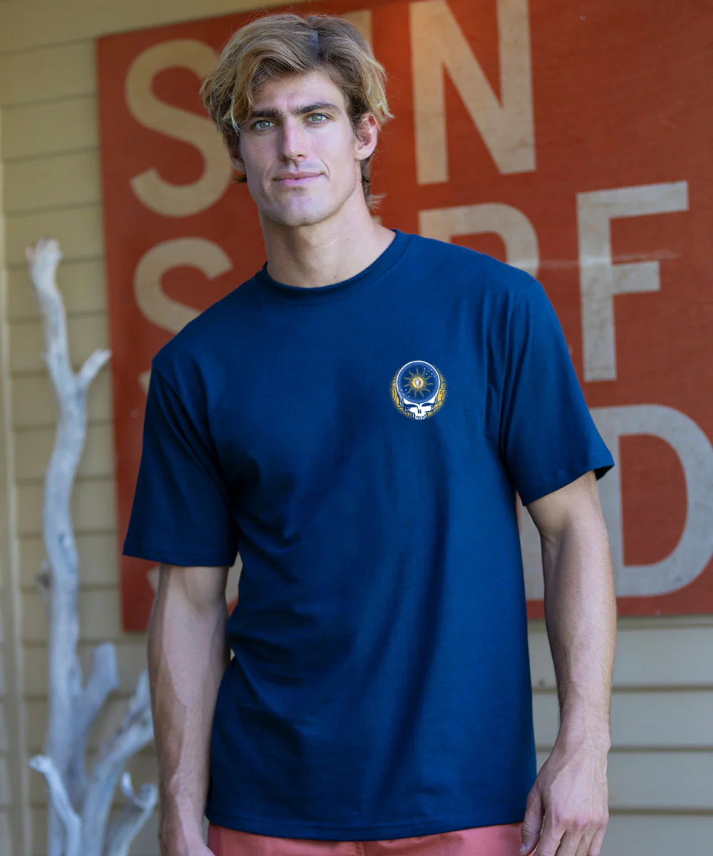 Grateful Dead Conch Republic Flag - Navy Short Sleeve Crewneck T-Shirt - Image 3
