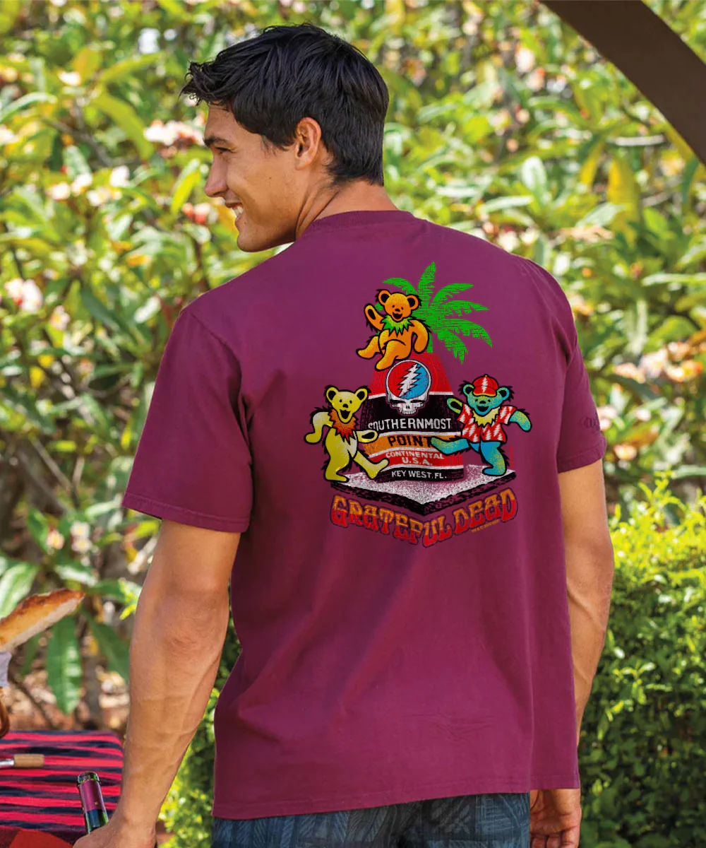 Grateful Dead Key West Buoy Bears - Wine Dyed Short Sleeve Crewneck T-Shirt - Image 2