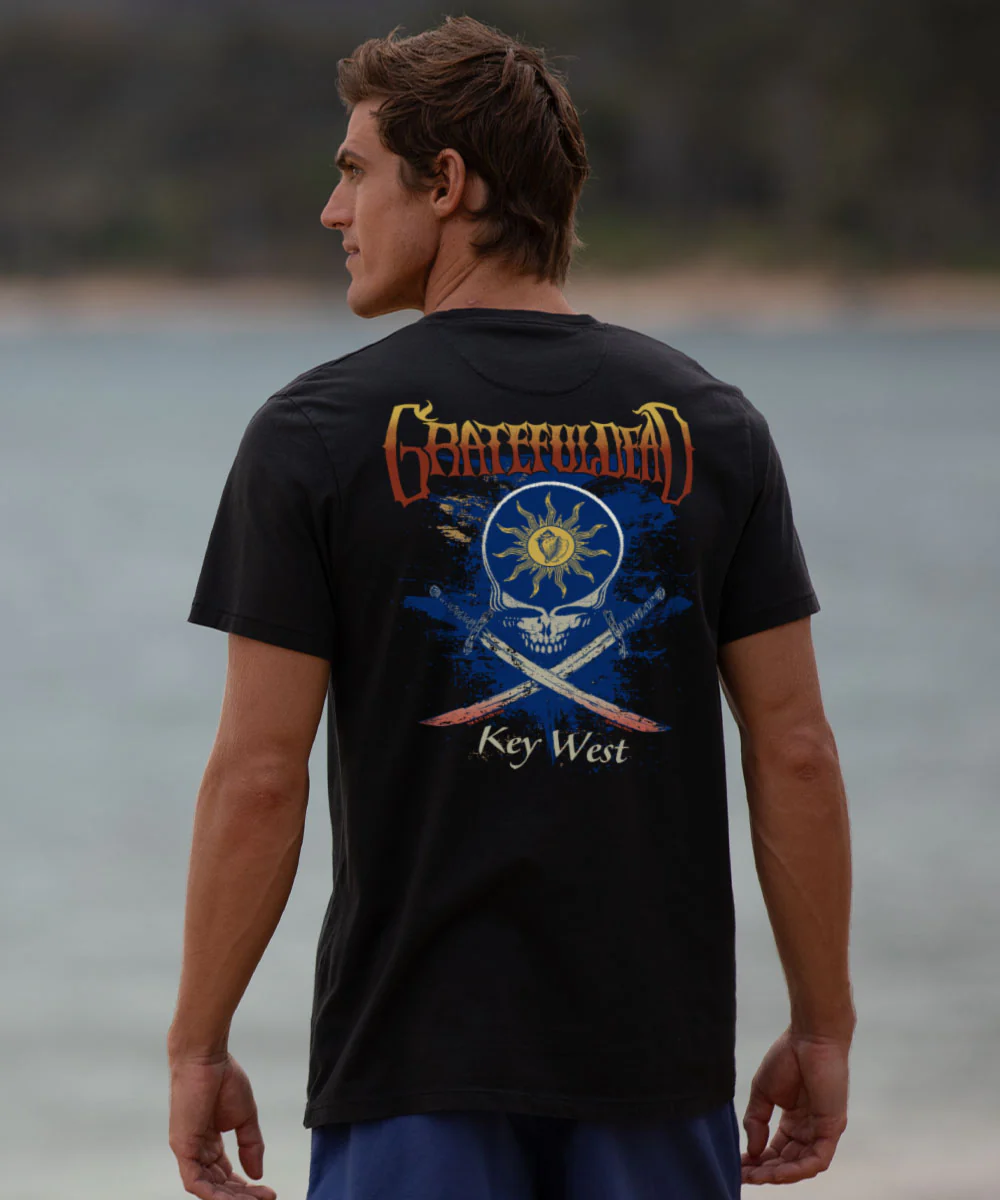Grateful Dead Pirate - Jet Black Short Sleeve Pima T-Shirt - Image 2