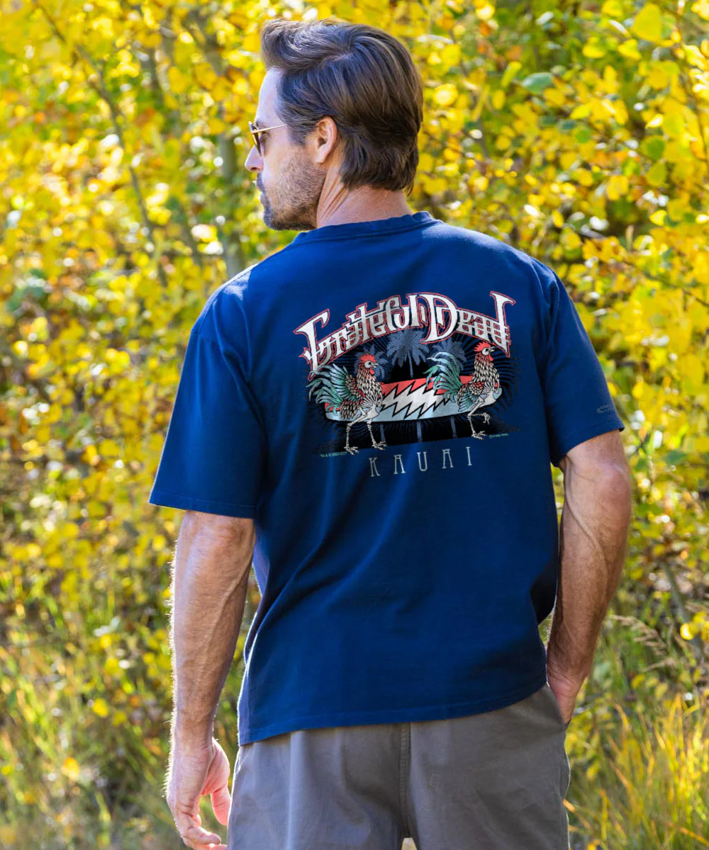 Grateful Dead Skeleton Chicken - Navy Short Sleeve Crewneck T-Shirt - Image 2