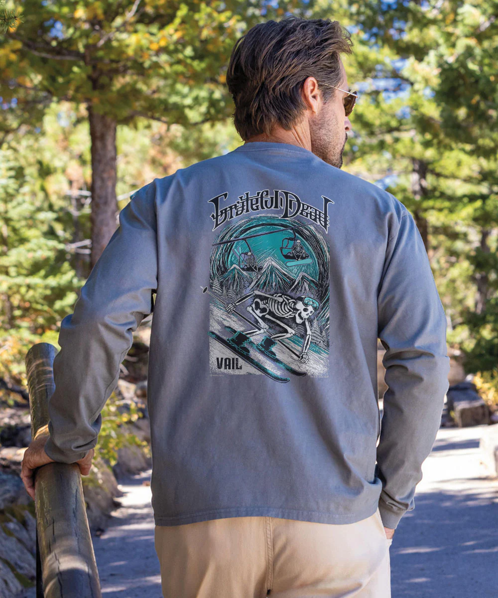 Grateful Dead Snow Skeletons - Crater Dyed® Long Sleeve Crewneck T-Shirt - Image 2