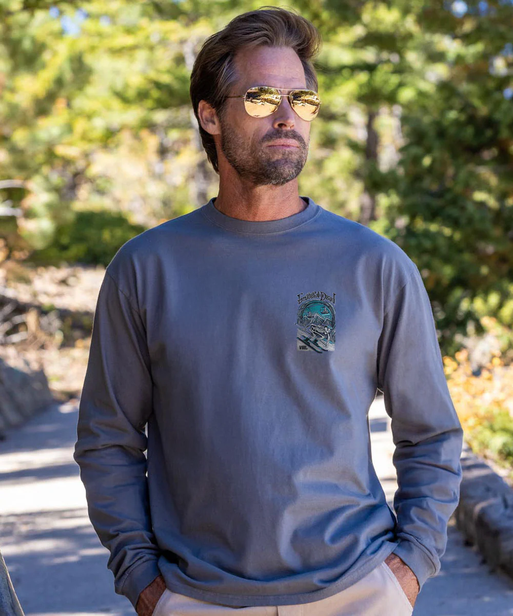 Grateful Dead Snow Skeletons - Crater Dyed® Long Sleeve Crewneck T-Shirt - Image 3