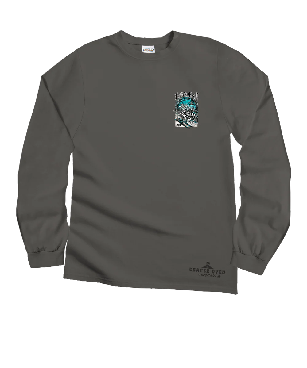 Grateful Dead Snow Skeletons - Crater Dyed® Long Sleeve Crewneck T-Shirt - Image 4