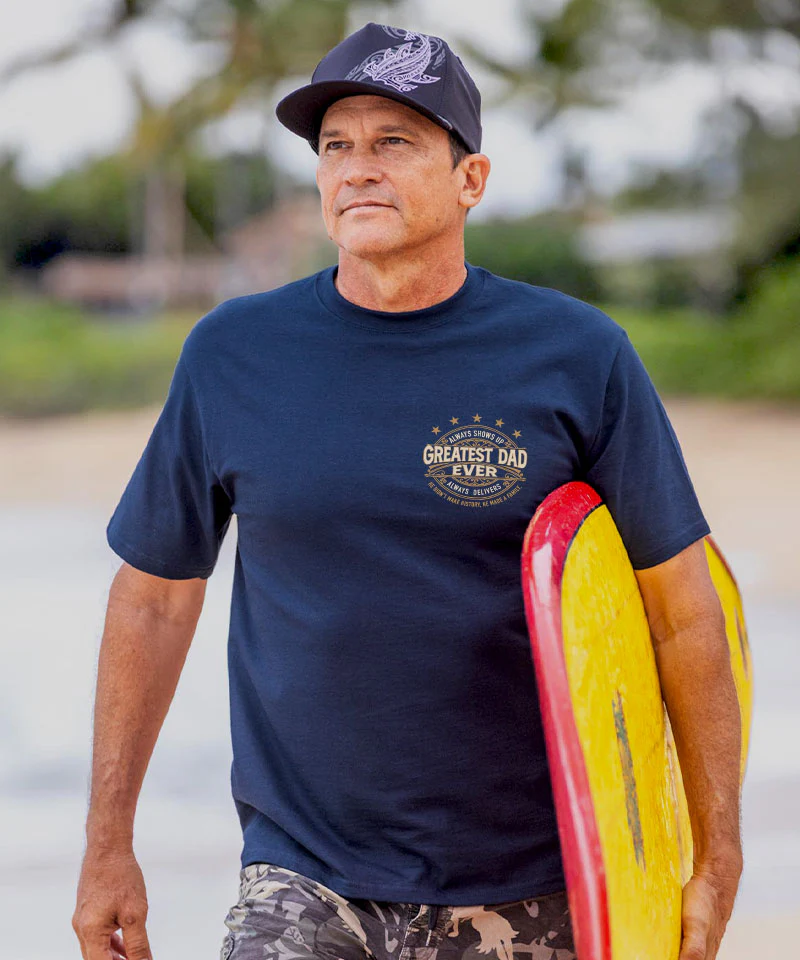 Greatest Dad Ever - Navy Short Sleeve Crewneck T-Shirt - Image 3