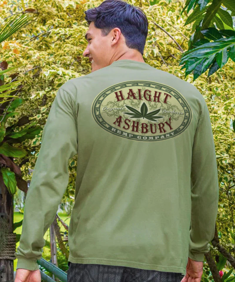 Haight Ashbury Medallion - Hemp Dyed Long Sleeve Crewneck T-Shirt - Image 2