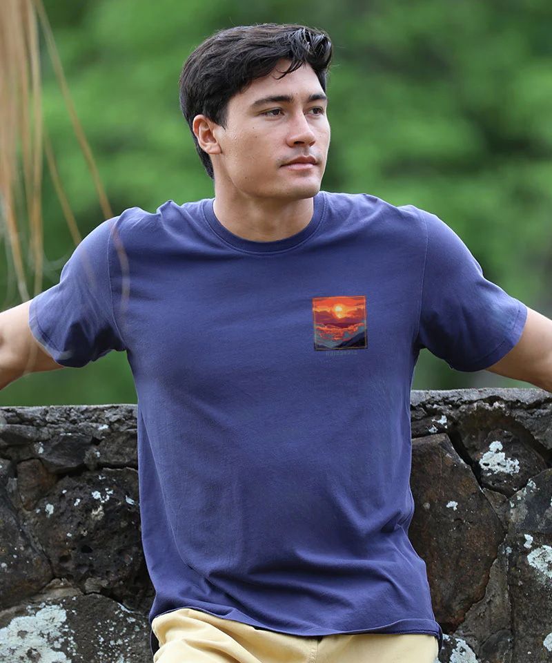 Haleakala Sunrising - Indigo Short Sleeve Pima T-Shirt - Image 2