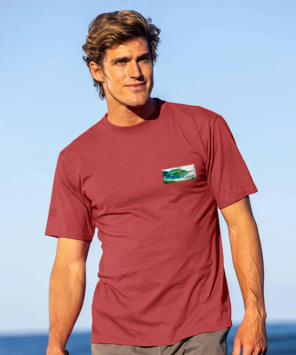 Hanalei Bay Paint - Paradise Red Dyed Short Sleeve Crewneck T-Shirt - Image 3