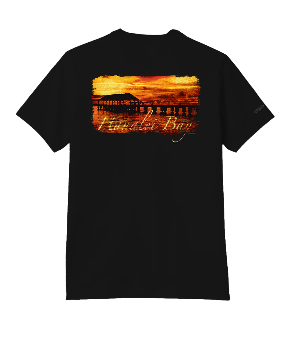 Hanalei Sunset - Jet Black Short Sleeve Pima T-Shirt