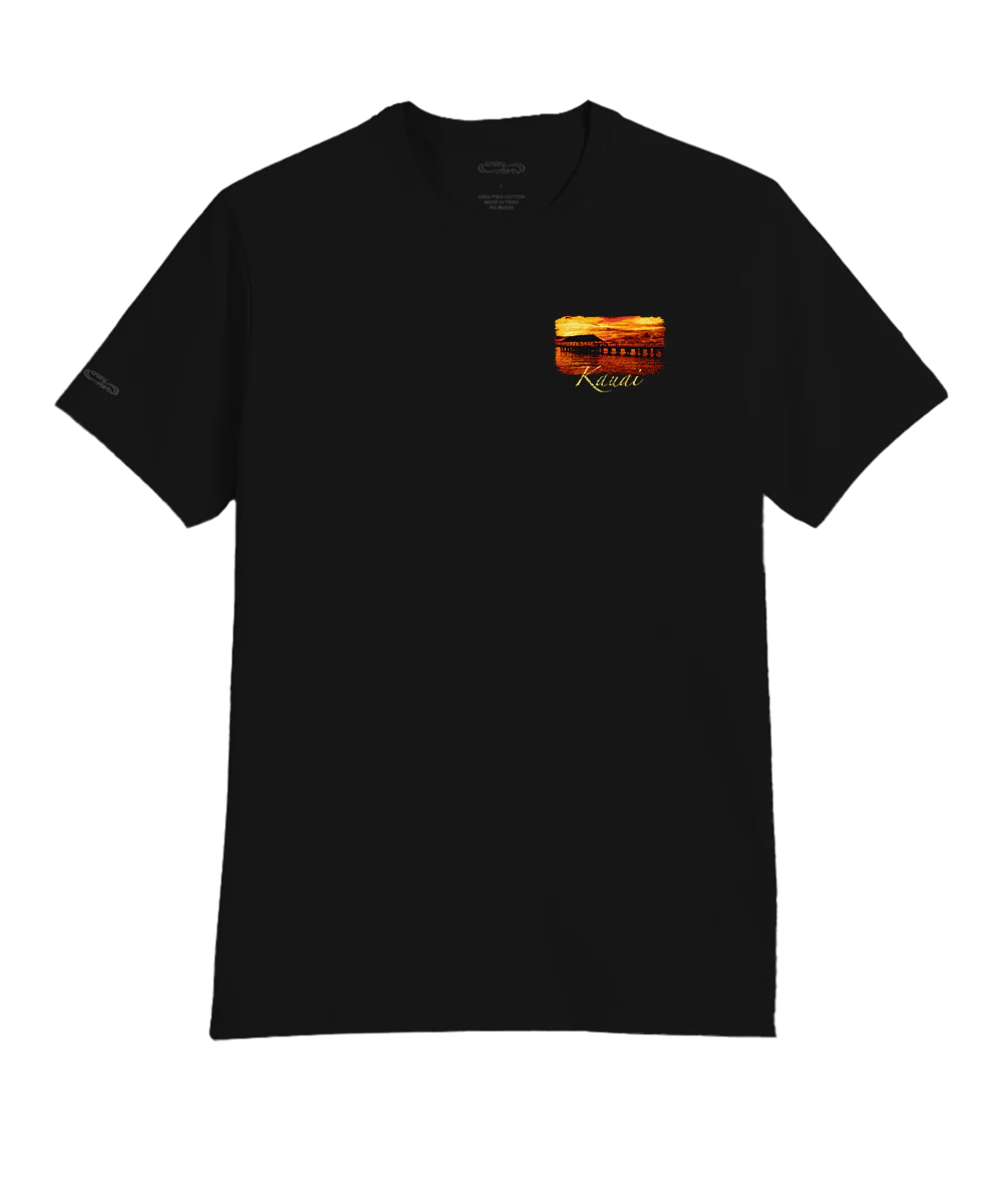 Hanalei Sunset - Jet Black Short Sleeve Pima T-Shirt - Image 4