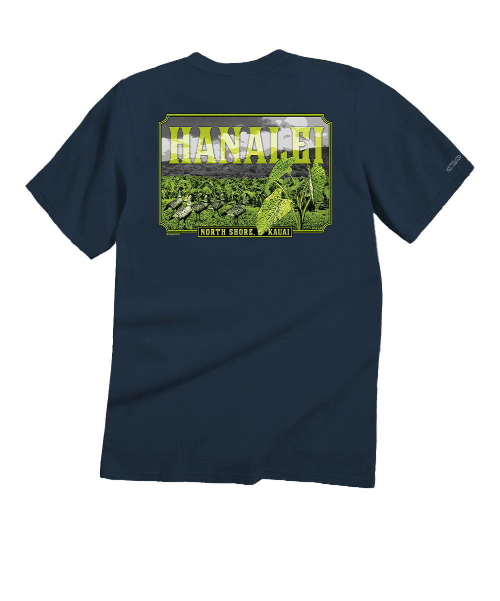 Hanalei Taro - Navy Short Sleeve Crewneck T-Shirt