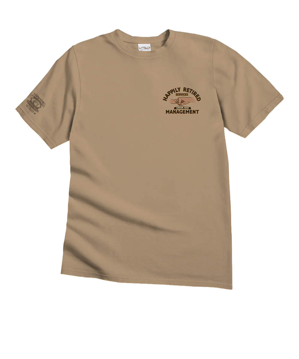Happily Retired - Kona Coffee Dyed Short Sleeve Crewneck T-Shirt - Image 4
