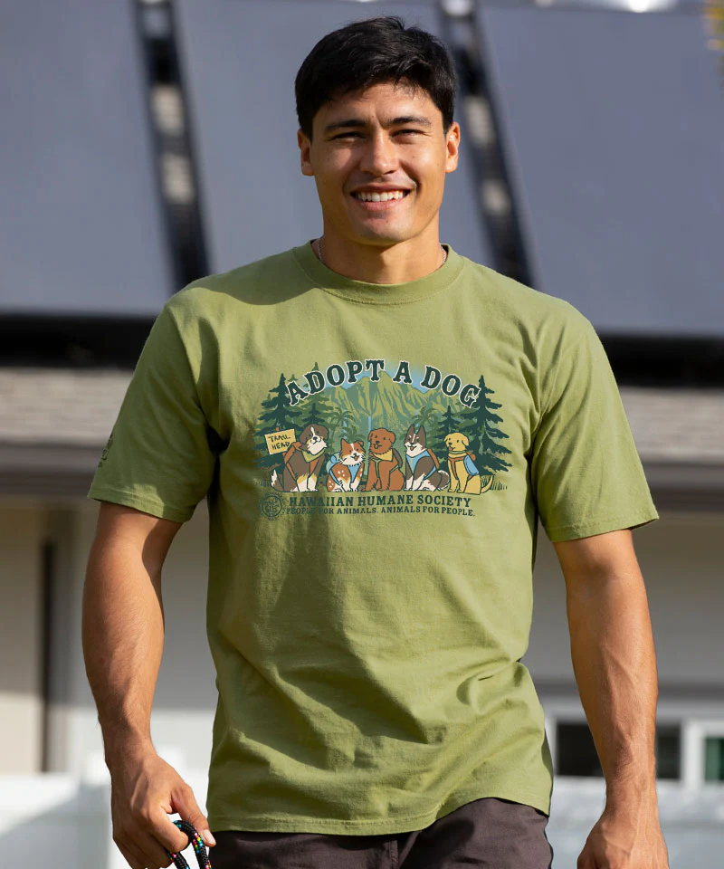 Hawaiian Humane Society Hiking Pups - Hemp Dyed Short Sleeve Crewneck T-Shirt - Image 2