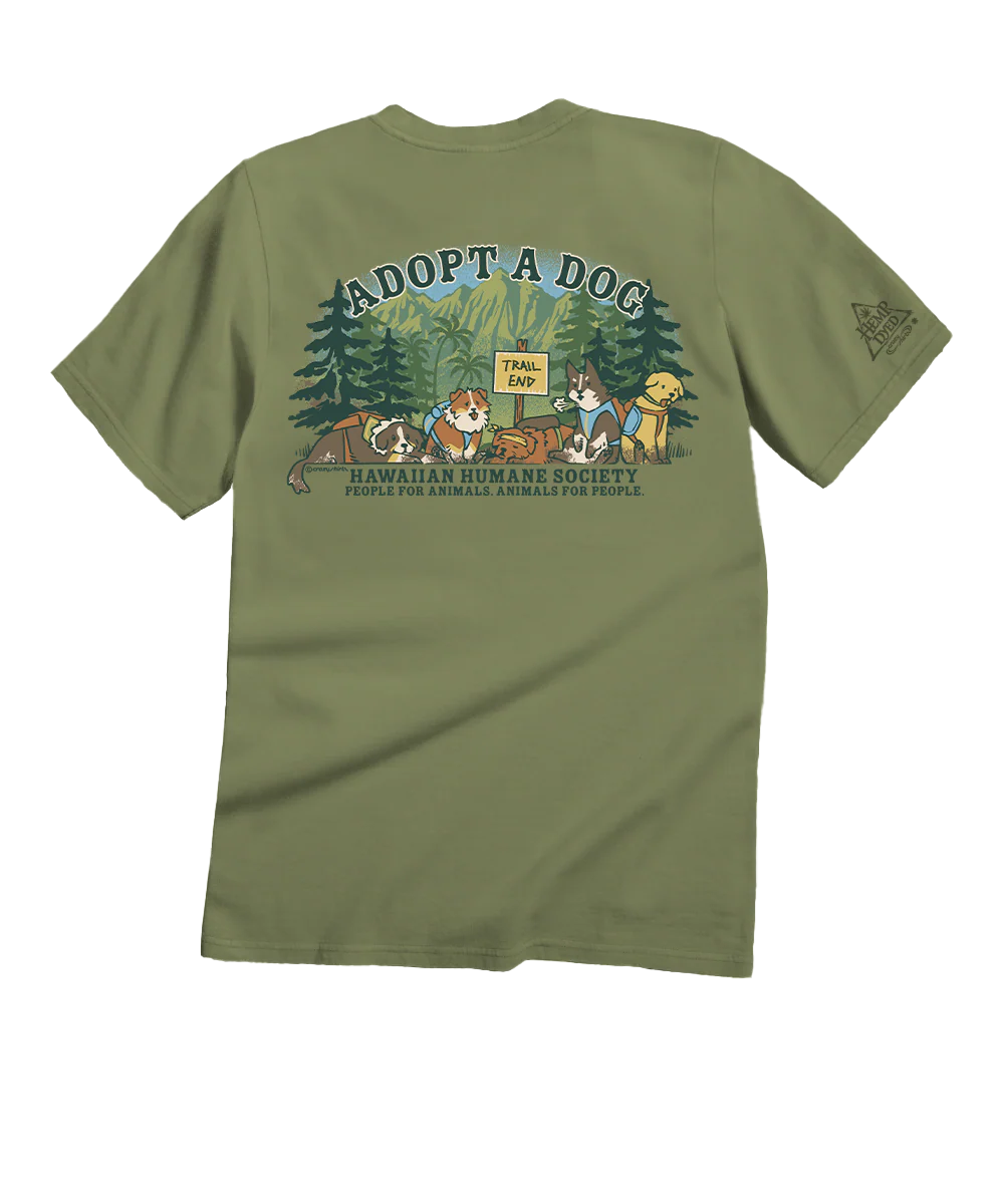 Hawaiian Humane Society Hiking Pups - Hemp Dyed Short Sleeve Crewneck T-Shirt - Image 4
