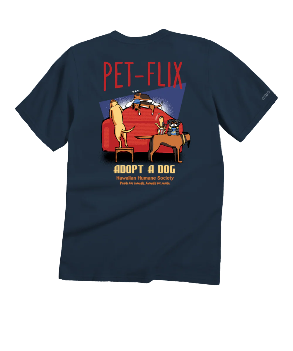 Hawaiian Humane Society Petflix - Navy Short Sleeve Crewneck T-Shirt - Image 4