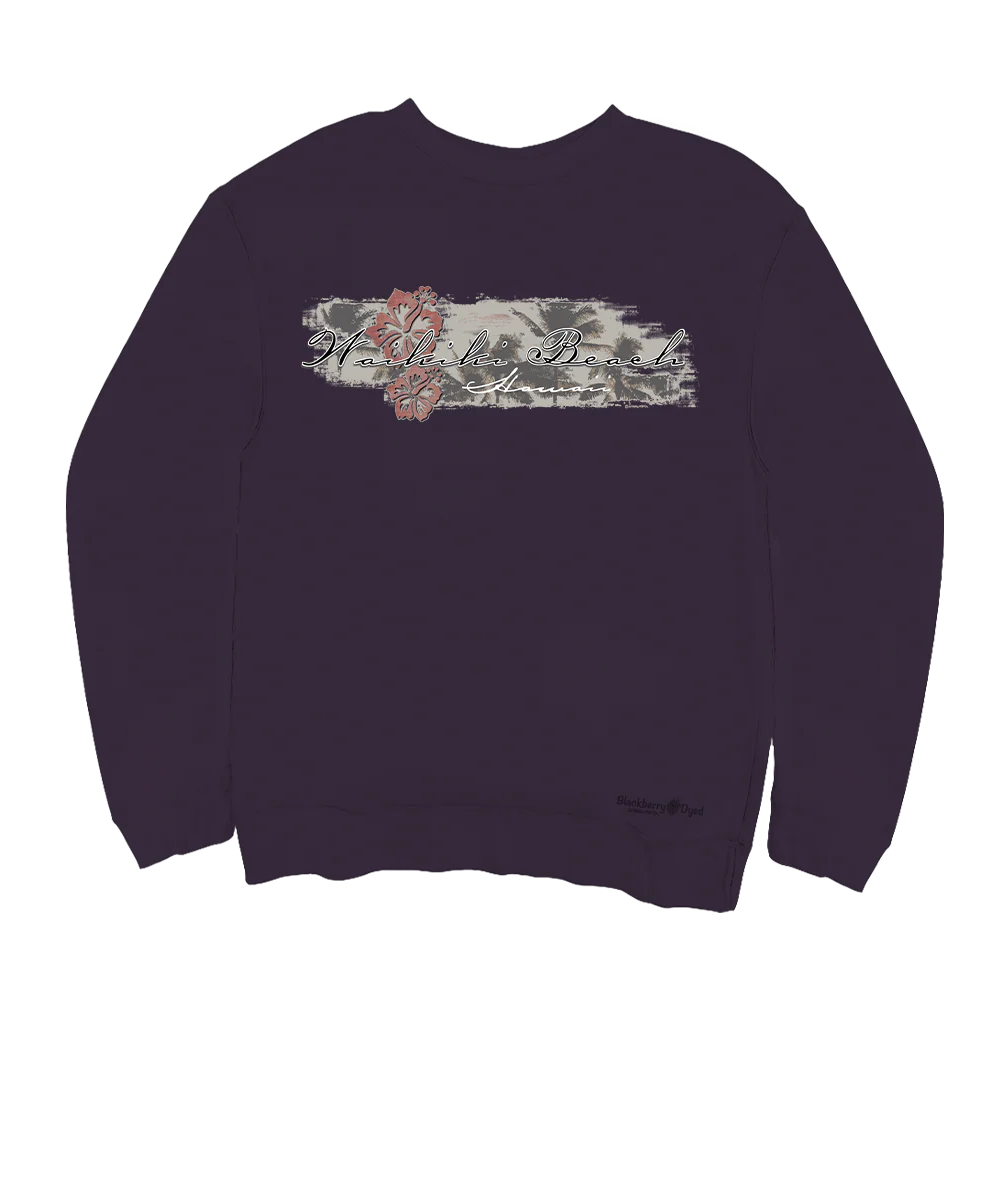 Hibiscus Surf - Blackberry Dyed Long Sleeve Sweatshirt