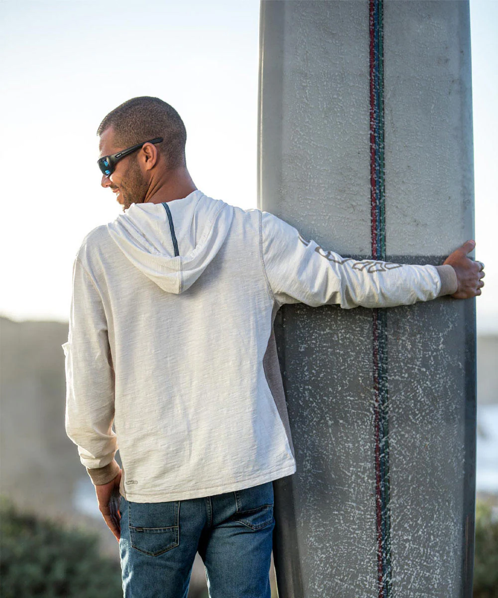 Honu Mana - Natural/Gray Long Sleeve Longboard Hooded Tee - Image 3