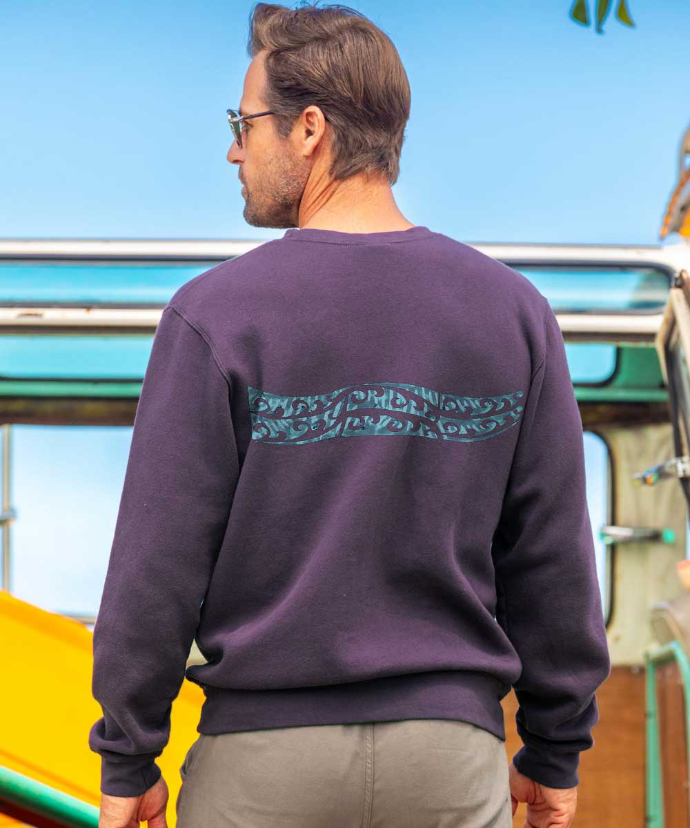 Honu Wave Tattoo - Blackberry Dyed Long Sleeve Sweatshirt - Image 3