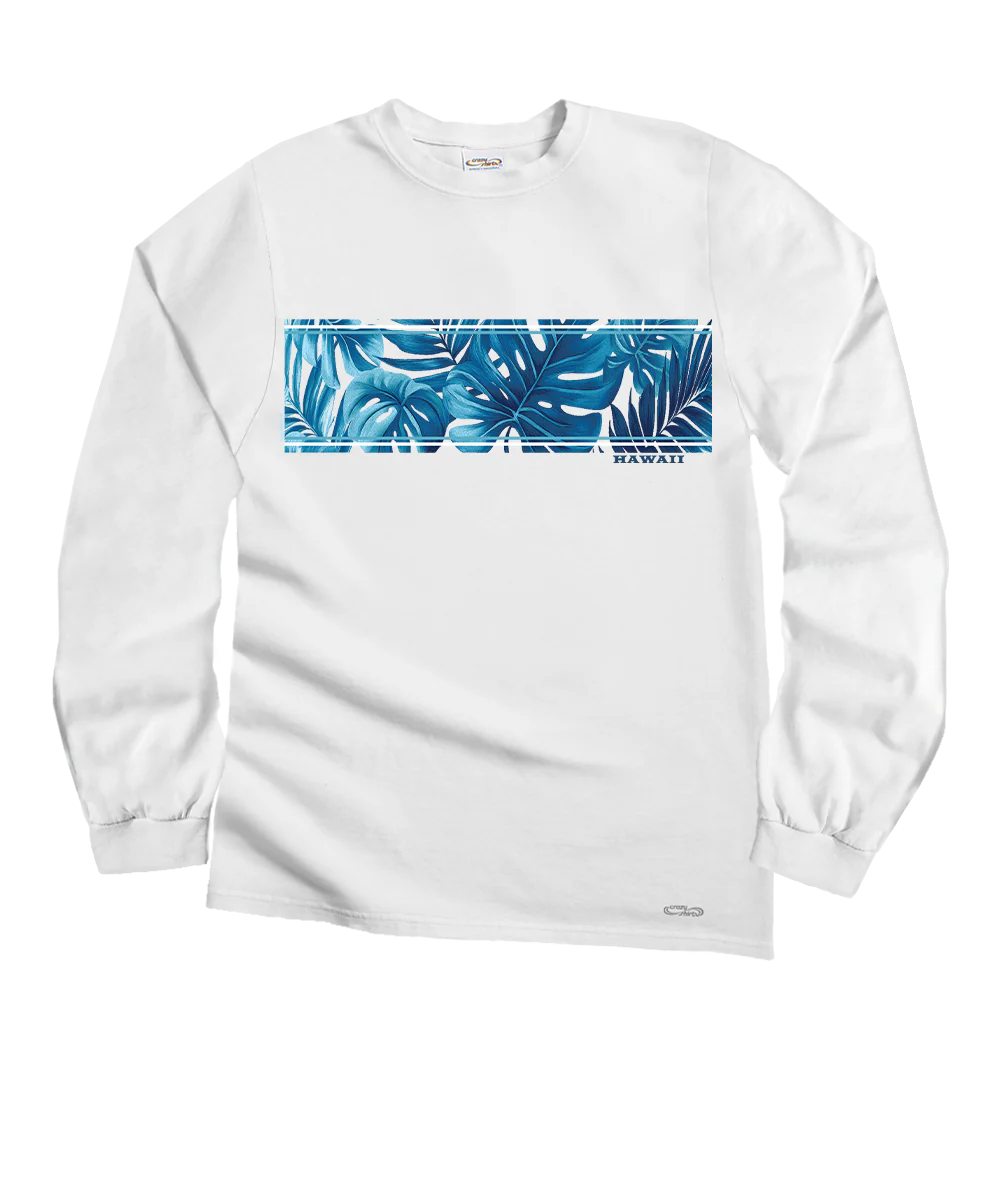 Island Foliage Band - White Long Sleeve Crewneck T-Shirt