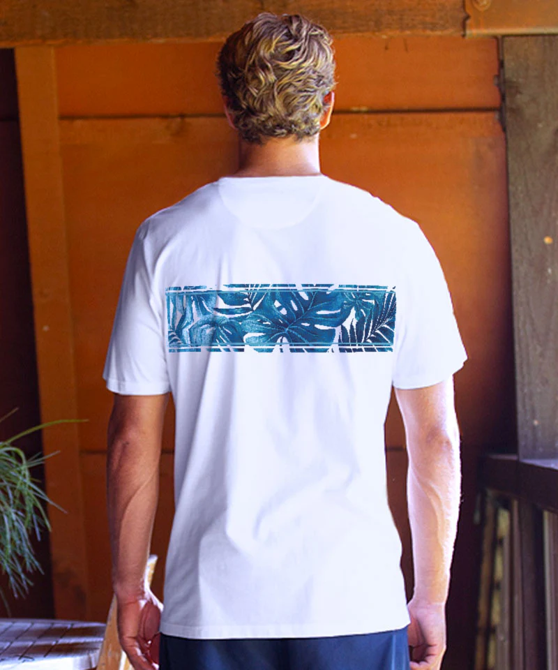 Island Foliage Band - White Short Sleeve Pima T-Shirt - Image 3
