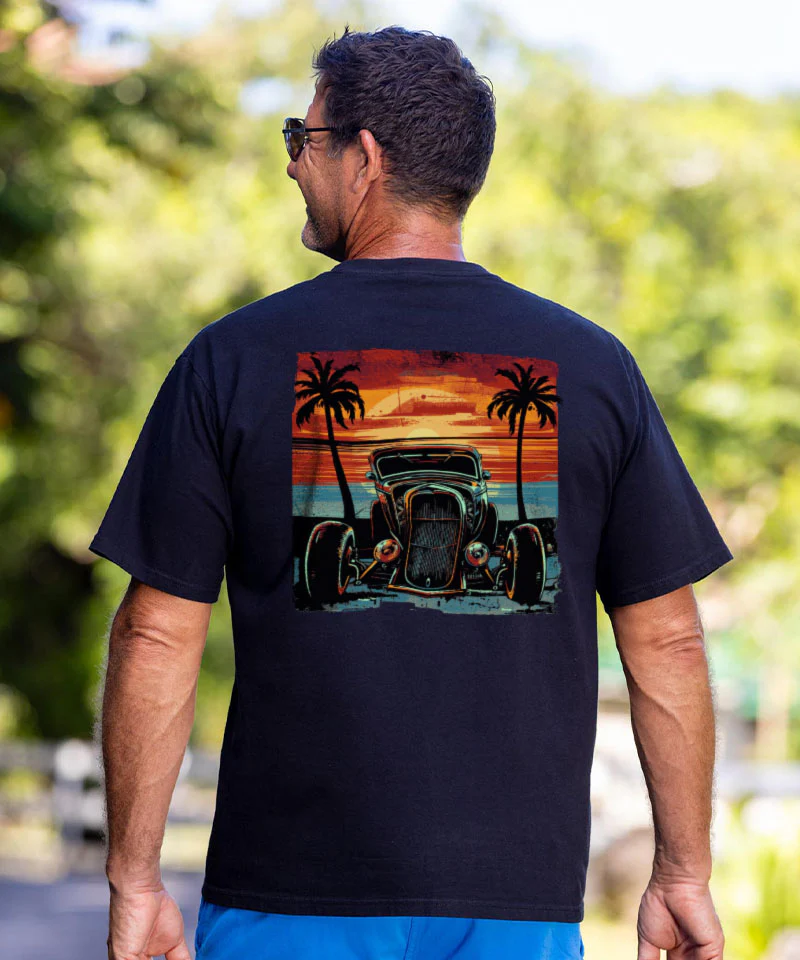 Island Hot Rod - Black Short Sleeve Crewneck T-Shirt - Image 2