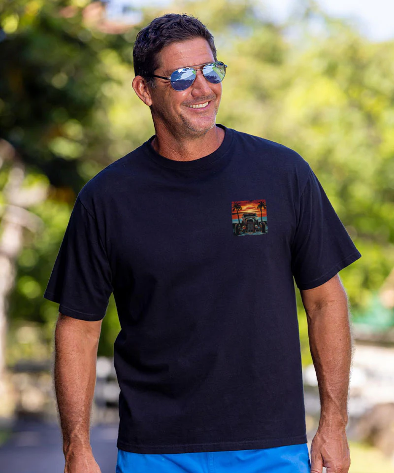 Island Hot Rod - Black Short Sleeve Crewneck T-Shirt - Image 3
