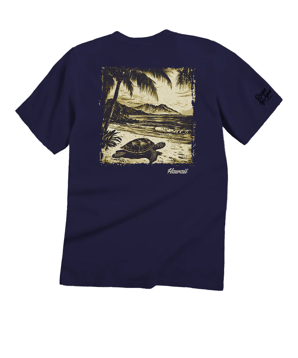 Island Retro Honu Scenic - Grape Dyed Short Sleeve Crewneck T-Shirt
